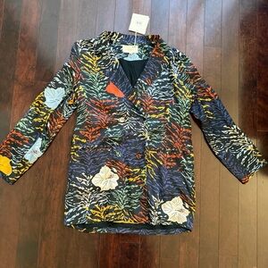Carolina K NWT Terra Blazer Size M Animal Print Lightweight Floral Colorful